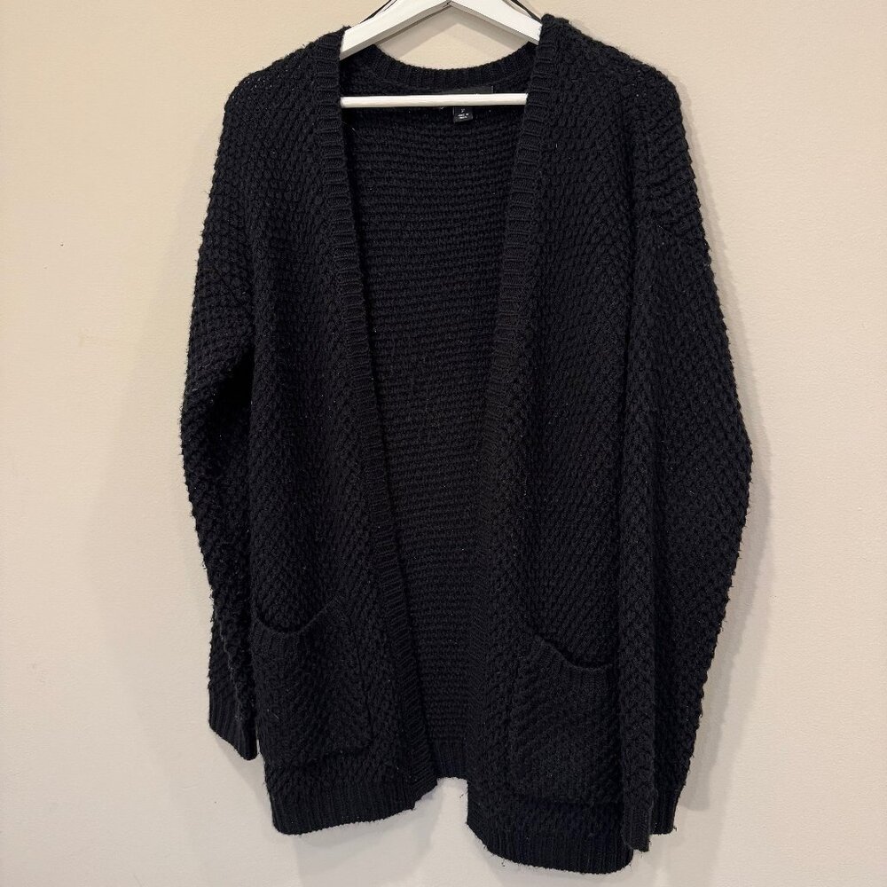 Atmosphere Black Open Knitted Cardigan Size Medium